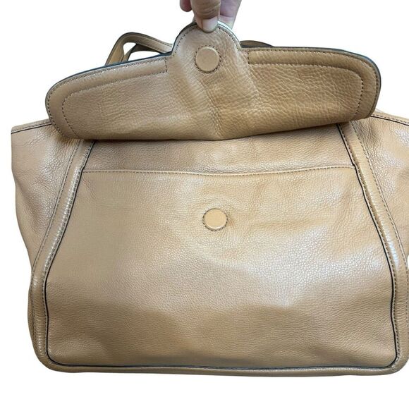 Tory Burch Amanda Tan Camel Leather Easy Tote Shoulder Bag Tote - Picture 4 of 16